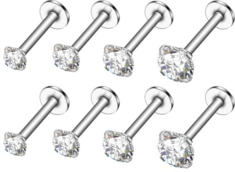 Visxcnu 4 Paare Titan Ohrringe Mit Schraubverschluss - G23 Medizinische Hypoallergene Gesundheitsstecker, 2-5mm CZ Für Empfindliche Ohren - Mode Damen Herren Schmuck