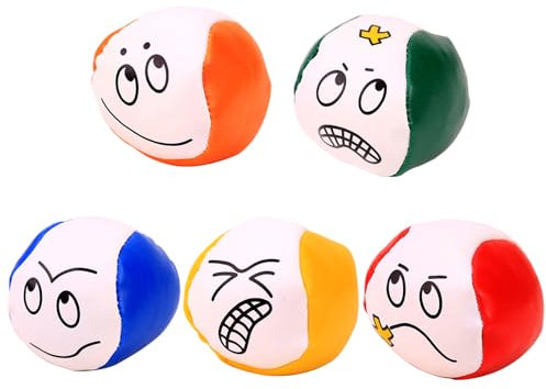 DHSBGWSX 5 stück Jonglierbälle, kleine runde Balltaschen mit niedlichen Mustern, Jonglierbälle für Anfänger geeignet, gefüllte Sandsackbälle, Outdoor-Rundkopftaschen