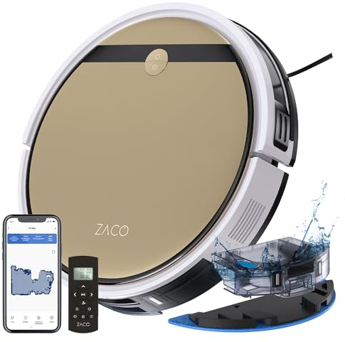 ZACO V5 Max Saugroboter mit Wischfunktion, 3000Pa Saugkraft, Staubsauger Roboter kompatibel mit Alexa/App Steuerung, Roboterstaubsauger ideal für Tierhaare, Teppich Hartböden, leiser 2in1 Wischroboter