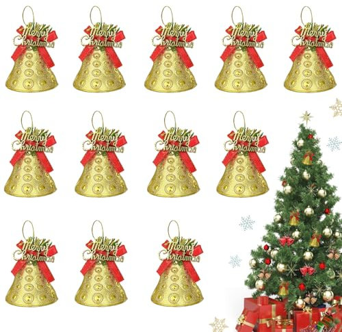 12 Stück Mini Hängende Glocken, Weihnachts Glöckchen, Weihnachten Bogen mit Glocken, Goldene Glocke zum Basteln für Weihnachten,Weihnachtsbaum,Weihnachtsblume,Hochzeit,Partydekoration