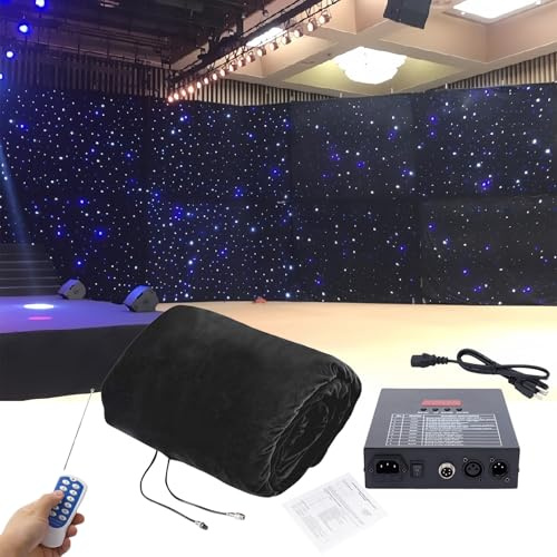 Toile de Fond de Scène à LED, Toile de Fond de Rideau Lumineux, Toile de Fond Colorée, Contrôle DMX en Tissu étoilé à LED, pour Mariage, Fête, événement DJ, Spectacle sur Scène,Colorful-3x6m