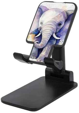 Handyhalter, niedlicher Elefant, Aquarell-Druck, verstellbarer Handy-Ständer für den Schreibtisch, tragbarer, faltbarer Handyhalter, kompatibel mit allen Smartphones, Tablets und E-Readern von 10,2 -