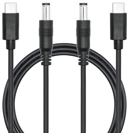 DC 5.5mm x 2.5mm to USB C Power Cord 1M/3FT, DC 5525 Male to USB Type C Male Plug 5V 3A Power Charging Cord Extension Cable, for LED Desk Lamp, Small Fan Etc Other USB Type C Port Device (2Pcs)