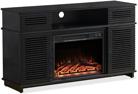 Kamine , W9990-1Der gesamte Schrank besteht aus schwarzem Eichenbrett. Die mittlere Schichtplatte auf beiden Seiten des Schranks kann angepasst werden. Der Ofen ist mit der Fernbedienung in das mittle