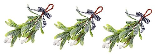 VOSAREA 3pcs Fake Branches Ribbons Artificial Holly Berries for Outdoor Christmas Decorations