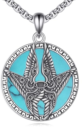 ZPMMPZ Seraphim Necklace Sterling Silver Angel Wings Pendant Guardian Angel Jewelry Turquoise Christian Gifts for Men Women