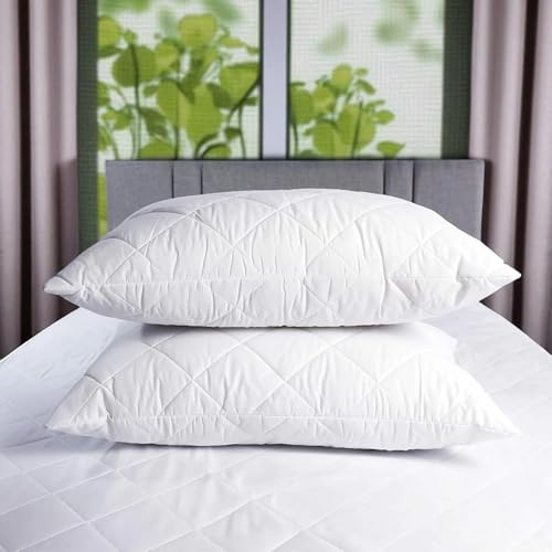 Pro Home Pillows 2 Pack Luxury Hotel Quality Pillow With Quilted Microfibre Cover Ultra Plush Hypoallergenic Hollow Fiber Fill Down Alternate Bed Pillow for Super Comfort & Back Support Firm Pillows