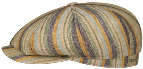 Stetson Hatteras Sacota Leinen Flatcap Schirmmütze Made in EU Unisex beige-braun M (56-57 cm)