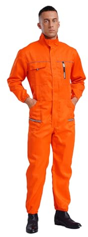 Yihuimin Unisex Arbeitsoverall Arbeitskleidung Ganzkörper Overall Stehkragen Baumwolle Arbeitsanzug mit Frontreißverschluss und 5 Taschen