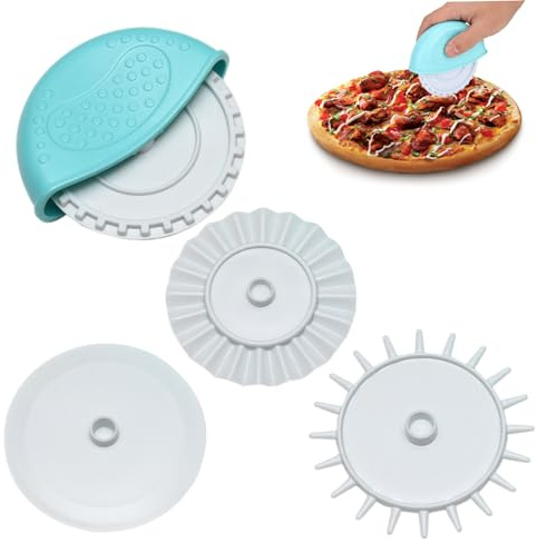 Pastry Cutter Wheel 4Pcs/Set Pastry Wheel 1 Handle ＆ 4 Blades Dough Cutter Roller DIY Pie Crust Cutte Baking Cooking Tool for Pies, Pasta, Puff Pastry Fondant