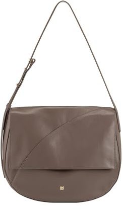 DUDU Borsa Donna Grande in Vera Pelle Con Patta Davanti, Borsa a Tracolla Regolabile e Chiusura a Patta Con Bottoni Magnetici - Elegant e Pratica per Ogni Occasione Taupe, taupe, 34,00