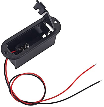Veemoon Estuche Portapilas para Guitarra 9 v con Cable De Conexión, Plástico Duradero, para Uso Profesional Pastillas, Compatible con Dc3.7v a Dc12v, Color Negro