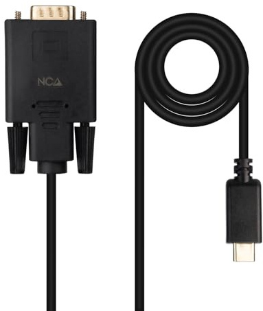 Nanocable 10.15.5202 - Câble convertisseur USB-C vers VGA (USB-C mâle vers VGA mâle), 1,8 m, noir