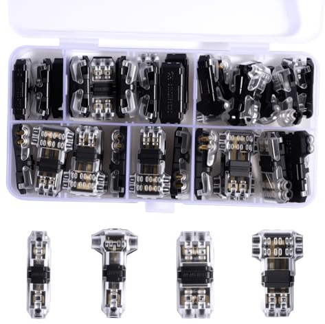 Shengbowi T Tap Quick Splice Wire Connectors Solderless Without Stripping Electrical Wire Connection Heat Resistant 12V 24V DC Automotive LED Strip Audio Vehicles Kit 18-22 AWG