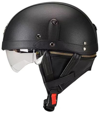 Caschi Cromwell Jet E Demi-Jet Casco Moto A Mezzo Aperto Casco Anticollisione Di Sicurezza Per Scodella Chopper Cruiser DOTECE Con Visiera A Sgancio Rapido 12,M:57-58CM