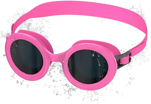 Ambiende simglasögon barn, imfria och UV-skydd, 180° vidvinkelsikt, snabb justerbar silikontätning unisex dykglasögon barn för 3–10 år, magenta