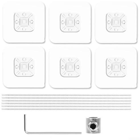 GLFLOW Correas antivuelco de acero inoxidable para TV, paquete de 6 anclajes de pared para muebles, kit de seguridad sin taladro con longitud ajustable para protección del bebé