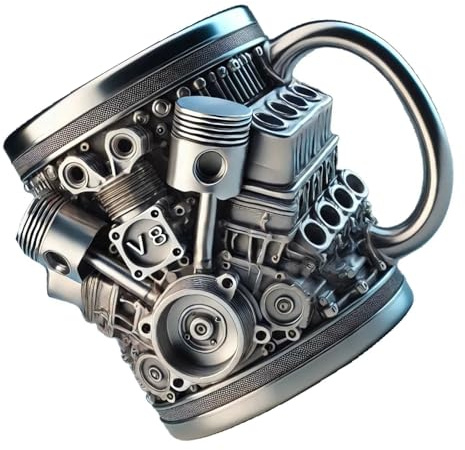 Chope à bière en résine avec motif mécanique à double paroi isotherme pour rétention de la chaleur, tasse à eau pour moteur automobile, insert en acier inoxydable, tasse à café en résine