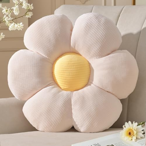 Yhoelata Blumen Kissen Creme Weiß, Sitzkissen Boden Aesthetic Zimmer Deko Bedroom, Ganseblumchen Dekokissen Kinderzimmer, Preppy Room Decor, Sofa Kissen 39 cm