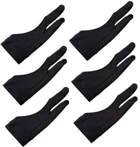 SMASOLO 6Pcs Two Finger Sketching Gloves Anti-mishandling Design for Digital Drawing Tablets and Graphic Tablets Comfortable Elastic Drawing Gloves for Artists