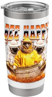 Bee Happy Beekeeper Beekeeping Honey Lover 90s Bootleg Stainless Steel Insulated Tumbler