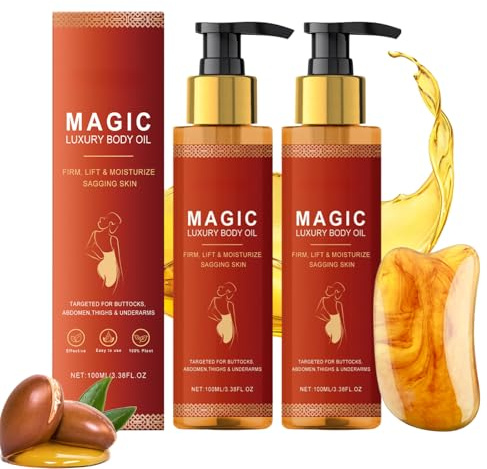2 Stück Glow Remedy Oil Original,Magic Luxury Body Oil,Glow Remedy Öl Straffendes Magic Körperöl für Schlaffe Haut,Revitalisierung der Haut,Body Oil für Trockene Haut,mit Massage Board für Skincare