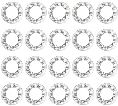 QUARKZMAN 20Pcs Rondelle A Denti Interni M4 Argento Rondelle Di Bloccaggio | 304 Acciaio Inox, Dado Stellato Serratura Ghiera Di Fissaggio, Anello Di Bloccaggio Veloce