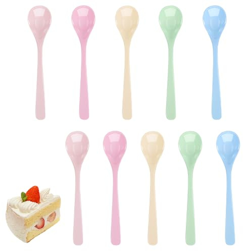 10 Stück Eierlöffel Kunststoff, Plastiklöffel Klein Langer Stiel (16 cm) | Kleiner Plastiklöffel vielseitig nutzbar als Eislöffel, Suppenlöffel und Kaffeelöffel für Getränke, Eis und alle Speisen