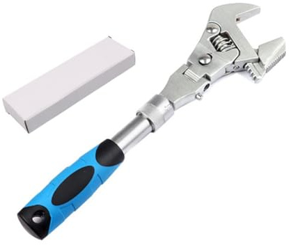 MoSundi 5 in 1, chiave inglese retrattile multifunzione regolabile da 25,4 cm, con testa girevole pieghevole a 180°, acciaio cromato, argento