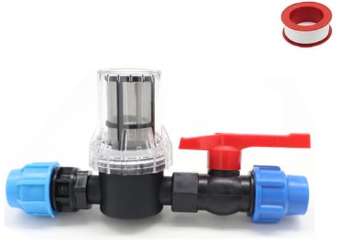 FUANA Filtro de agua de plástico para sistemas de riego por goteo de 20/25/32 mm, malla de acero inoxidable 80, equipo de riego de jardín de conexión rápida de 25 mm