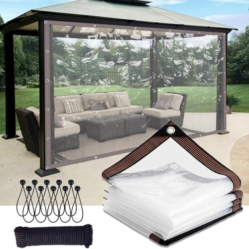 Protection contre le vent et la pluie Transparent 45,7 m x 4,7 m Pour pavillons de jardin en plein air Protection contre le vent et la pluie Couverture 1,2 m