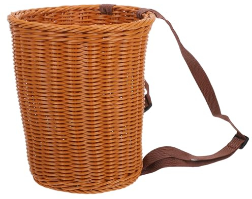 iplusmile Cestino da Picnic Intrecciato Fatto a Mano con Tracolle Zaino Leggero e Spazioso per Cestino Portatile Multiuso per Raccolta Frutta Picnic all’Aperto Spiaggia e Fattoria