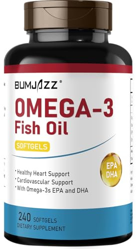 Omega-3 en Gélules Molles Gel mou - 240 Comprimés - Huile de Poisson 2000mg pour la Santé Cardiaque et Cérébrale - avec EPA et DHA
