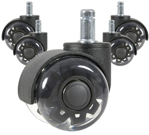 Andyou Bürostuhl Rollen 11mm 5er Set – Gummi Doppelrollen für Hartböden & Parkett, Super Leise Schreibtischstuhl Rollen, Sanftes Gleiten, Geeignet für Bürostuhl, Gaming Stuhl & Computerstuhl