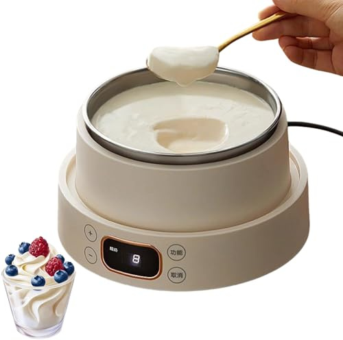 4-in-1 Automatic Yogurt Maker, 15W Electric Fermentation Machine with Smart Touch & One-Click Start, LED Display Rice Wine Machine for Dairy Non-Dairy Homemade Dessert