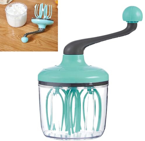 Syiyunran Handmixer med roterande visp – grön, 1 st, äggskakare med spiraldeg med vridbart handtag, för att vispa ägg, grädde och barilla vispar vispar