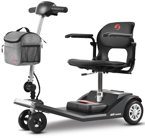 Elektrorollstuhl faltbar leicht – Seniorenmobil mit Sitz, Lithium-Akku, 250W, Aluminiumrahmen, 29 kg, 15 km Reichweite, 6 km/h, 360° drehbarer Sitz, elektromagnetische Bremse, LED, Blau