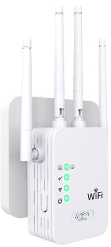 WiFi Extender 300Mbps, WiFi Booster, 4 Antennas, 2 Ethernet Ports | 2.4GHz coverage for WiFi dead zones, Repeater/AP modes and simple setup for basic home use