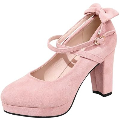 Pumps Damen Plateau Oktoberfest Elegantes Trachtenschuhe mit Kreuz Riemchen Halbschuhe High Heels Weite H Brautschuhe Cerrados Cómodos Tanzschuhe Blockabsatz Hochzeitsschuhe Bierfest Absatzschuhe