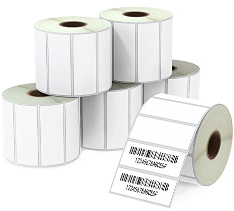 BETCKEY - 2.625 x 1 (67 mm x 25 mm) File Folder & Address Labels Compatible with Zebra/Rollo Label Printer,Premium Adhesive & Perforated [6 Rolls, 12000 Labels]