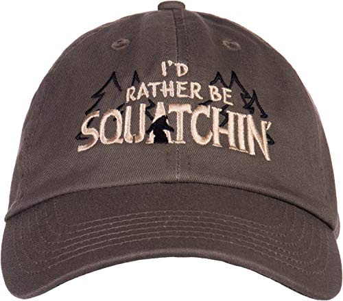 Ann Arbor T-shirt Co. I'd Rather be Squatchin' | Funny Official Gone Bigfoot Sasquatch Hunter Baseball Dad Hat Olive