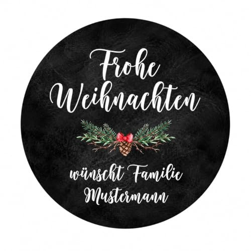 Personalisierte Weihnachtsaufkleber | Runde Aufkleber mit Wunschname | Geschenkaufkleber für Weihnachten | Etiketten für Geschenke, Marmelade, Plätzchen & Verpackungen | 4–8 cm | 1 Bogen