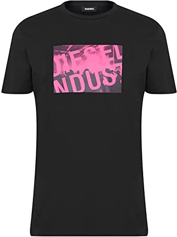 Diesel Mens Square Short Sleeve Crew Neck Tee T-Shirt Black 9XX M