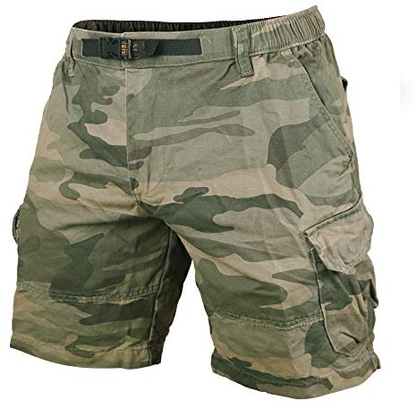 Muscle Alive Hombres Cargo Shorts Vintage Deportes Cámping Excursionismo Camuflaje Pantalones Cortos Algodón 8137 Gris Camo L