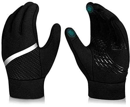 hvoolee Kinder Handschuhe Warme Winterhandschuhe - Touchscreen Fahrradhandschuhe Wasserdicht Kids Outdoor Sport Thermo Fleece laufhandschuhe Mit Anti-Rutsch für Jungen Mädchen Schwarz, S(4-6 Years)