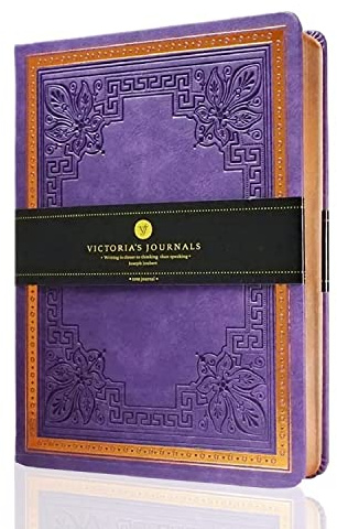 Victoria's Journals vintage anteckningsbok, klassisk A5-dagbok, hårt omslag i läder, inbunden anteckningsbok, kvalitetsdesign dagbok (lila)