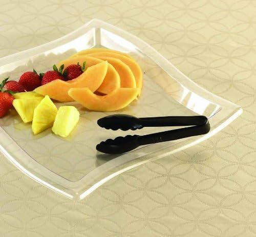 24 6 Black Plastic Tongs Scalloped Serving Tongs Mini Tongs Disposable Food Tongs Cooking Tongs Toast Tongs Appetizer tong Salad tongs Sugar Tongs Ice tongs Bbq Tongs Kitchen Tongs Serving Utensils