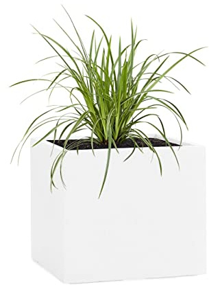 Pflanzwerk® Fioriera Vaso da Fiori Cube 28x28x28cm Bianco *Resistente al Gelo* *Europea di qualità* *Protezione UV*