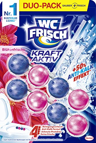 WC-Frisch Kraft Aktiv Duftspüler Blüten-Frische (2*50 g), WC Reiniger für Reinigung bei jeder Spülung, Duftsteine für langanhaltend frischen Duft, + 50 % Anti-Kalk Effekt*