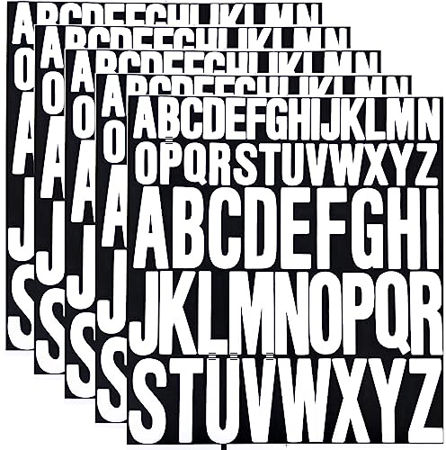 5 Sheet Capital Letter Stickers, 1 Inch 2 Inch Waterproof Vinyl Alphabet Stickers Self Adhesive Letters Stick On Letters for Crafts DIY Poster Window Mailboxes (White)